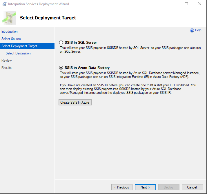 Select deployment target